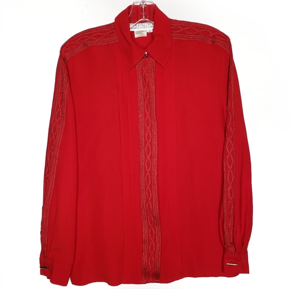 STARINGTON  Red Embroidered Button Blouse - Picture 1 of 15